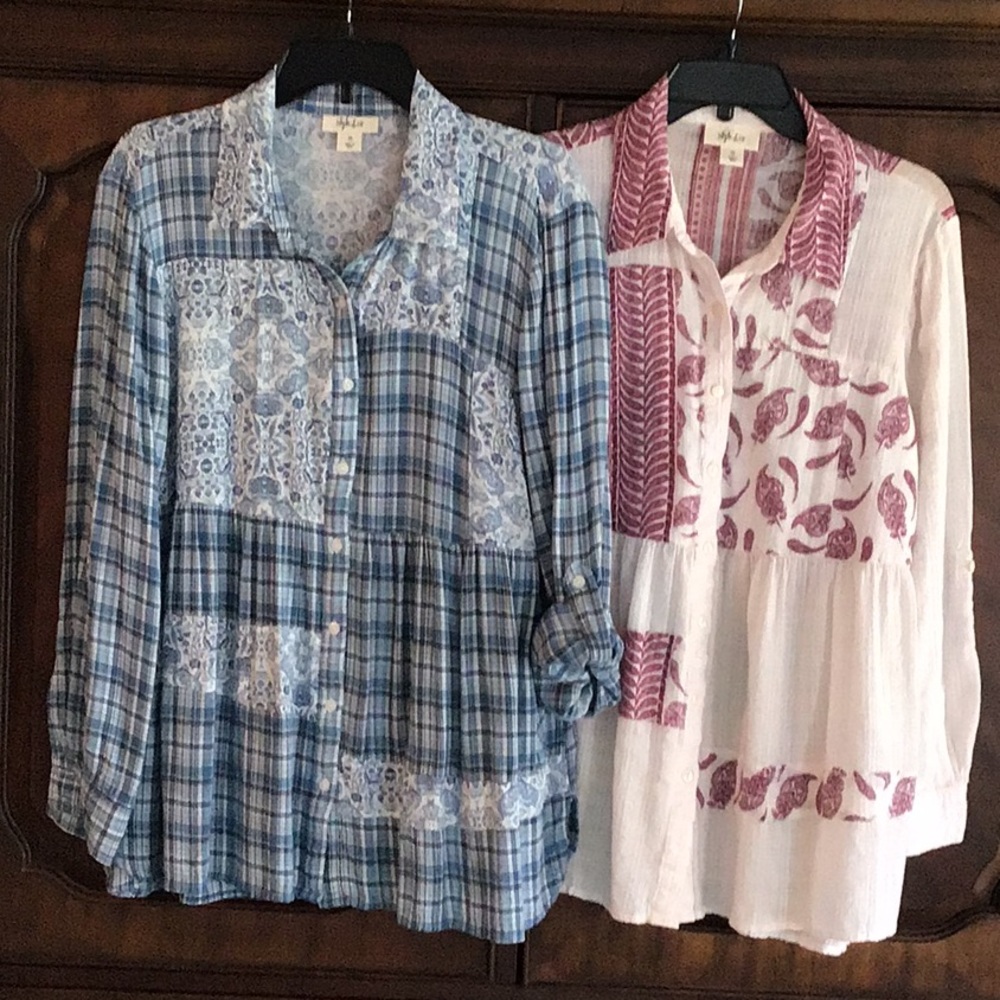 Two Style & Co Button Down Tunics size M